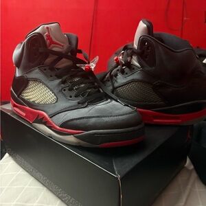 Jordan Black and Red High-Top Sneakers